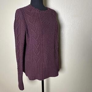 Gap Textured Cable Knit Sweater Ribbed Hem Burgundy Wine Color